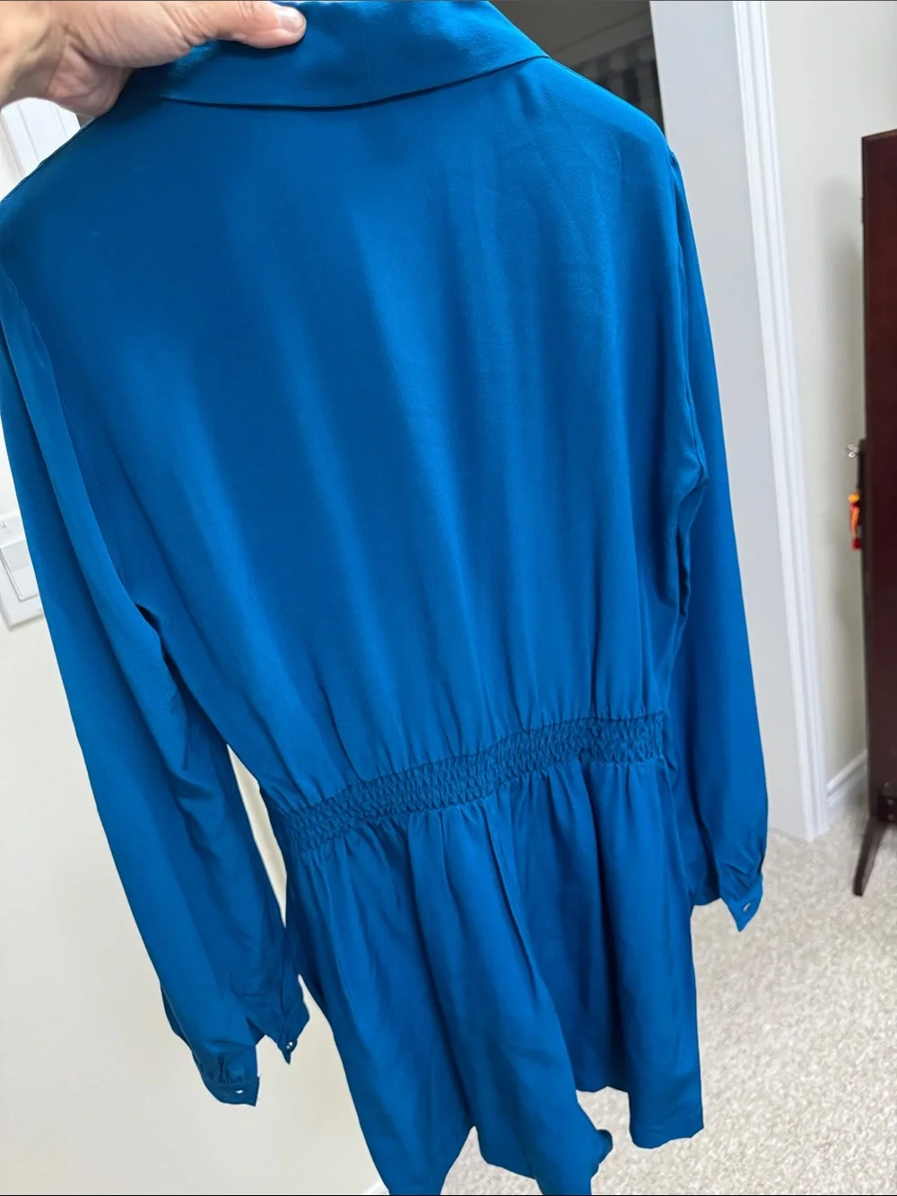 Kobi Halperin Bright Teal Silk Surplice Romper - Picture 5 of 7